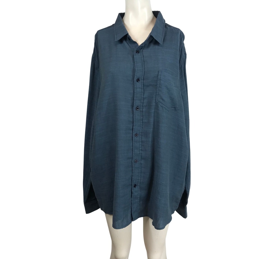 Rails Long Sleeve Button Down Shirt Teal Blue Linen Blend XXL